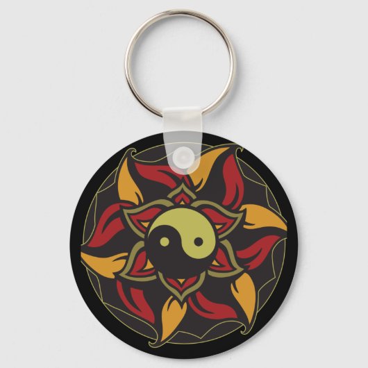 Yin Yang Blooming Lotus Sleutelhanger (Voorkant)