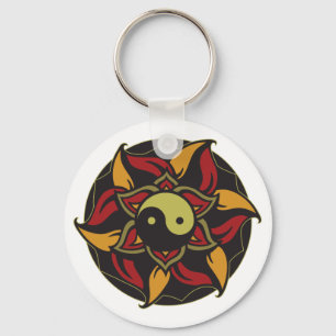 Yin Yang Blooming Lotus Sleutelhanger