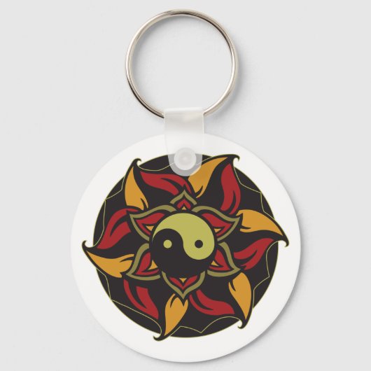Yin Yang Blooming Lotus Sleutelhanger (Voorkant)