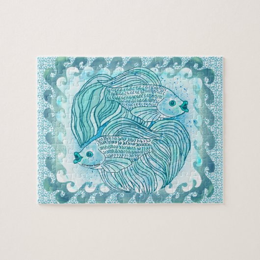 Yin Yang Blue Koi Fish Legpuzzel (Horizontaal)