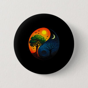 Yin Yang Boom - Meditatie Yoga Boeddhistisch Symbo Ronde Button 5,7 Cm