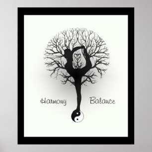 Yin Yang, Boom van het leven, Vrouwen, Yoga Poster