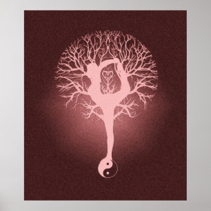 Yin yang, boom van het leven, yoga, harmonie door poster