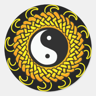 Yin Yang Braided Sun Ronde Sticker