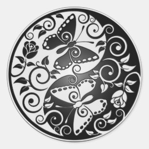 Yin Yang Butterflies Ronde Sticker