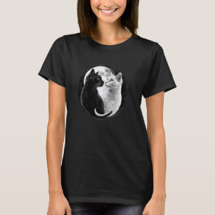 Yin Yang Cat Feng Shui Ying Yang Kitten Moonlit Ca T-shirt