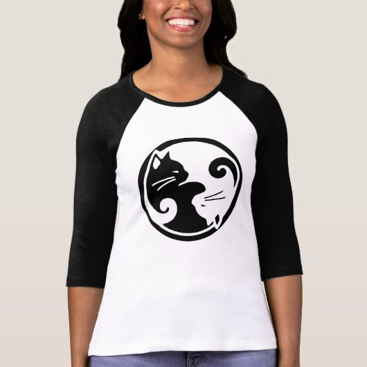 Yin Yang Cats Raglan Sleeve T-shirt (Voorkant)