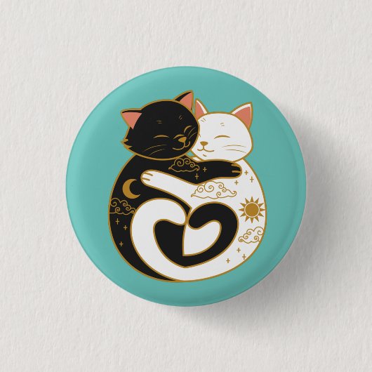 Yin Yang Cats Ronde Button 3,2 Cm (Voorkant)