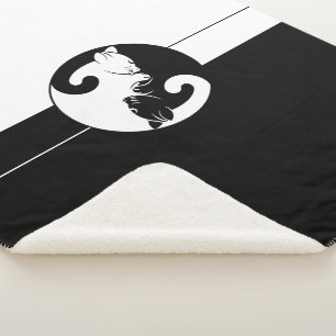 Yin yang cats sherpa deken