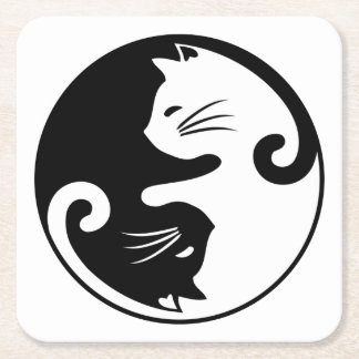Yin yang cats vierkante kartonnen onderzetter