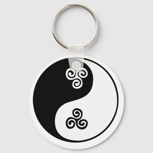 Yin Yang Celtic Tri Spiral Sleutelhanger (Voorkant)