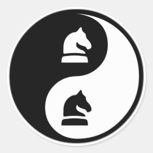 Yin Yang Chess Ronde Sticker