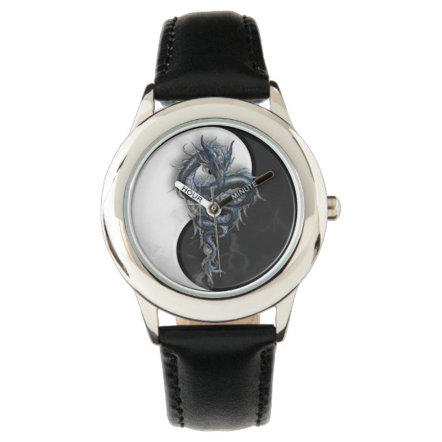 Yin Yang Chinees Dragon Kinder Verstelbare Horloge (Voorkant)