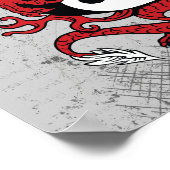 Yin yang Chinees symbool en draak Poster (Hoek)