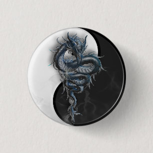 Yin Yang Chinese Dragon Badge Ronde Button 3,2 Cm