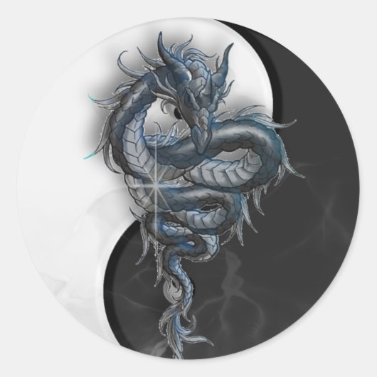 Yin Yang Chinese Dragon Grote Ronde Stickers (Voorkant)