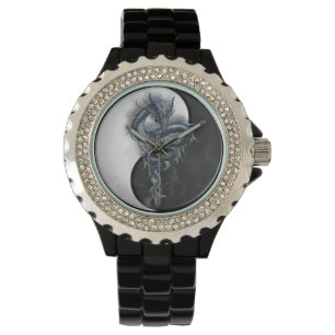 Yin Yang Chinese Dragon Rhinestone Watch Horloge
