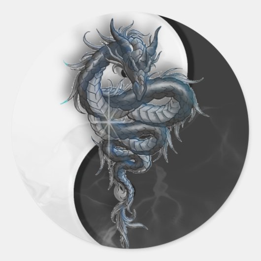 Yin Yang Chinese Dragon Ronde Stickers (Voorkant)