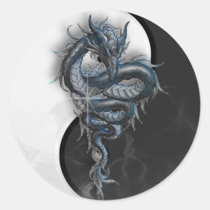 Yin Yang Chinese Dragon Ronde Stickers