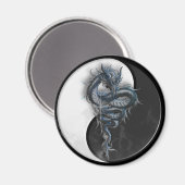 Yin Yang Chinese Dragon Round Magnet (Recto/Verso)