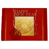 Yin Yang Chinois Cochon Nouvel An 2019 Grand sac c (Devant)