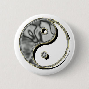 Yin Yang Chrome Ronde Button 5,7 Cm