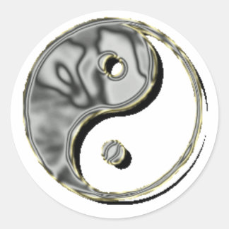 Yin Yang Chrome Ronde Sticker