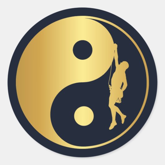Yin & Yang Climber (goud) Ronde Sticker (Voorkant)