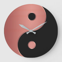 Yin Yang Clock in Copper of Clay en Black