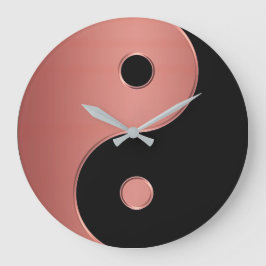 Yin Yang Clock in Copper of Clay en Black Grote Klok