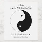 Yin Yang Coeurs Noirs Et Blancs Mariage Étiquette  (Étiquettes simples)