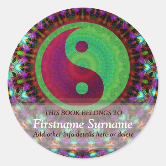 Yin Yang Colorama Bookplate Sticker (Voorkant)
