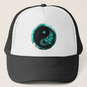Yin Yang Cyan Black Het museum Zazzle geschenken Trucker Pet