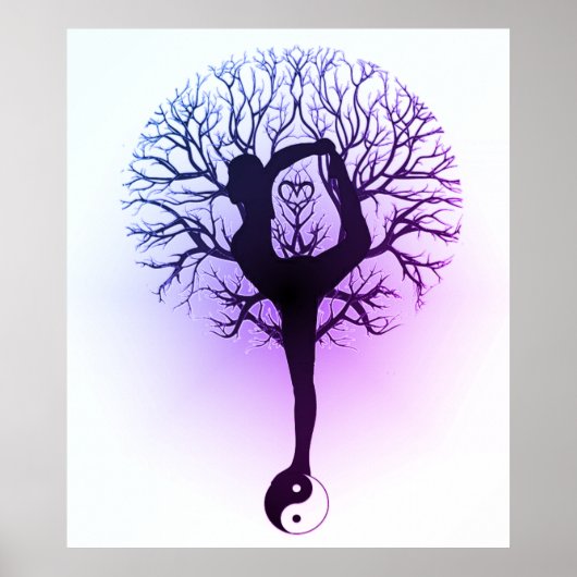 Yin Yang, de boom van het leven, vrouwen, Yoga Paa Poster (Voorkant)