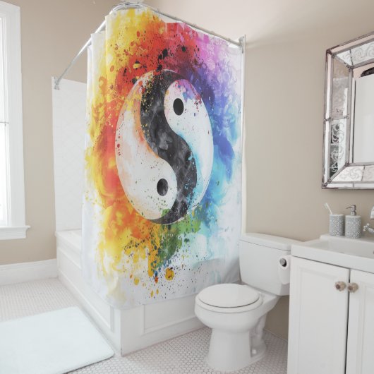 Yin Yang digitale kunst Douchegordijn (In situ)