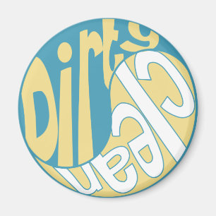 Yin Yang Dirty Clean Dishwasher Magnet Yellow/Aqua Magneet