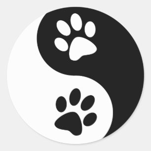 Yin Yang Dog Paws Ronde Sticker