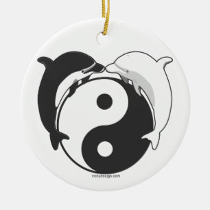 Yin Yang Dolphins Black/White Keramisch Ornament