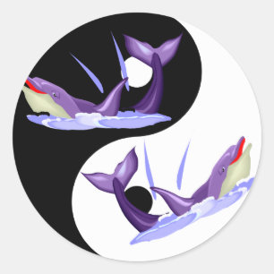 Yin Yang Dolphins Ronde Sticker