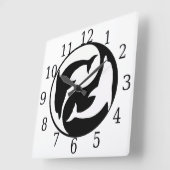 Yin Yang Dolphins Square Clock Vierkante Klok (Hoek)