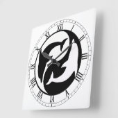 Yin Yang Dolphins Square Roman Numerals Clock Vierkante Klok (Hoek)