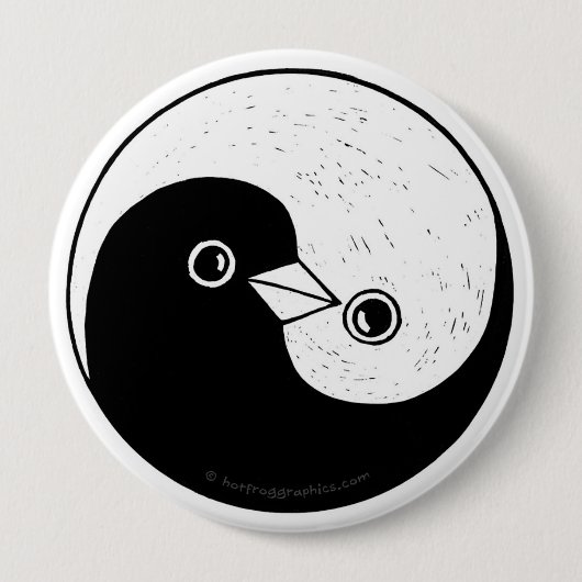 Yin Yang doves harmony badge Ronde Button 4,0 Cm (Voorkant)