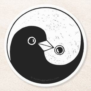 Yin Yang doves papier onderzetter