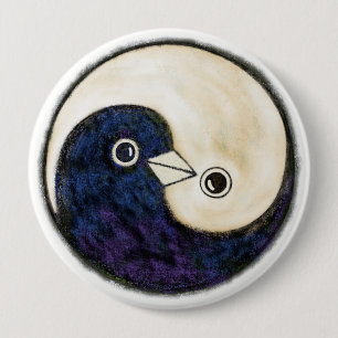 Yin Yang doves reuzenharmony badge Ronde Button 4,0 Cm