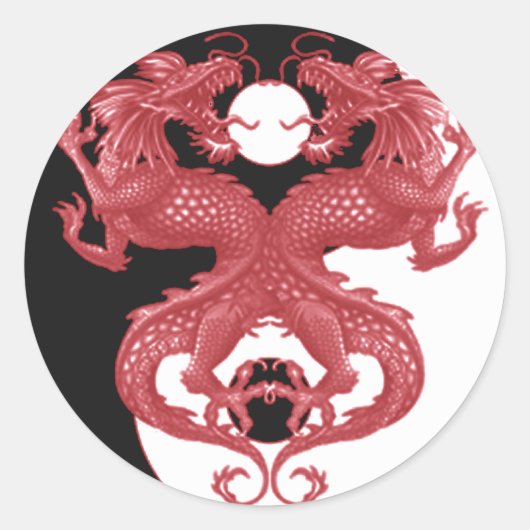 Yin Yang Dragon 3 Ronde Sticker (Voorkant)