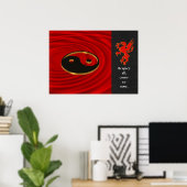 Yin Yang dragon Poster rood en zwart (Thuiskantoor)