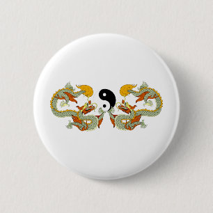 Yin Yang Dragon Ronde Button 5,7 Cm