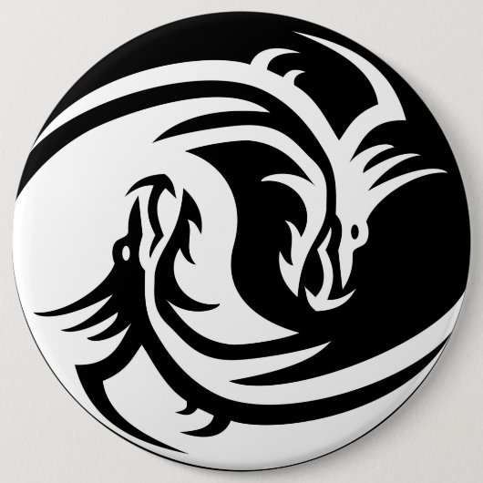 Yin Yang Dragon Ronde Button 6,0 Cm (Voorkant)