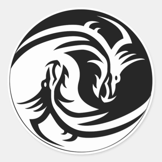 Yin Yang Dragon Ronde Sticker (Voorkant)