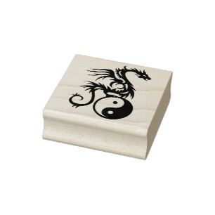 Yin & Yang Dragon + uw ideeën Rubberstempel